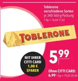 Citti Toblerone verschiedene Sorten tilbud