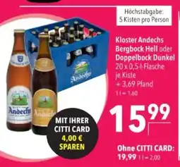 Citti Kloster Andechs Bergbock Hell oder Doppelbock Dunkel tilbud