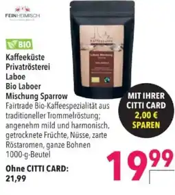 Citti Bio kaffeeküste privatrösterei laboe bio laboer mischung sparrow tilbud