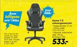 Bilka Game Y’S voksengamerstol, DKK 533 tilbud