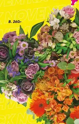 Bilka Håndbundet buket med 5 bundter blomster og grønt, DKK 260 tilbud