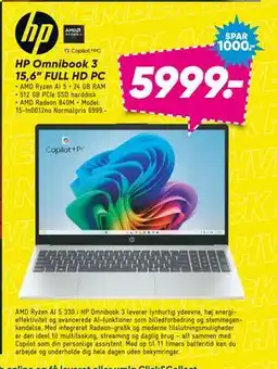 Bilka HP Omnibook 3 15,6” FULL HD PC, DKK 5999 tilbud