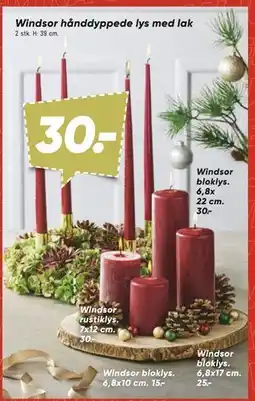 Bilka Windsor hånddyppede lys med lak, DKK 30 tilbud