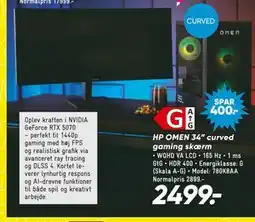 Bilka HP OMEN 34” curved gaming skærm, DKK 2499 tilbud