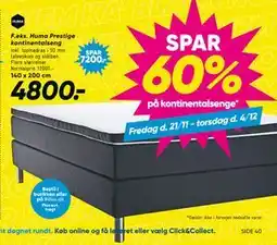 Bilka Huma Prestige kontinentalseng, DKK 4800 tilbud