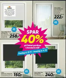 Bilka SPAR 40% på Debel gardiner i standard mål tilbud