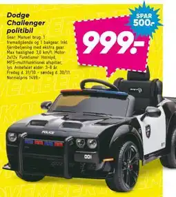 Bilka Dodge Challenger politibil, DKK 999 tilbud