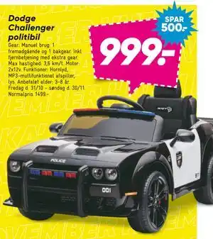 Bilka Dodge Challenger politibil, DKK 999 tilbud