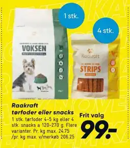 Bilka Raakraft tørfoder eller snacks, DKK 99 tilbud