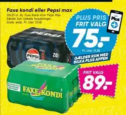 Bilka Faxe kondi eller Pepsi max, DKK 89, App-pris tilbud