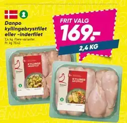 Bilka Danpo kyllingebrystfilet eller -inderfilet, DKK 169 tilbud
