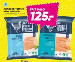 Bilka Kyllingebrystfilet eller -strimler, DKK 125 tilbud