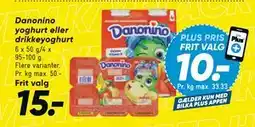 Bilka Danonino yoghurt eller drikkeyoghurt, DKK 15, App-pris tilbud