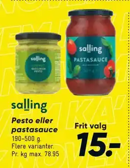 Bilka Pesto eller pastasauce, DKK 15 tilbud