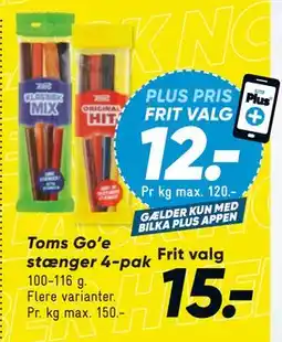 Bilka Toms Go’e stænger 4-pak, DKK 15, App-pris tilbud