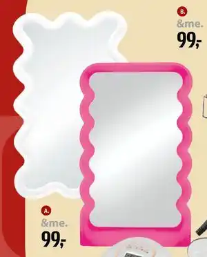 Belget makeupspejl med LED, DKK 99