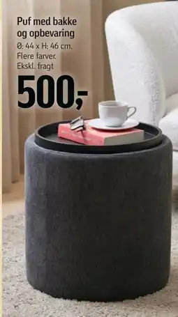 Føtex Puf med bakke og opbevaring, DKK 500 tilbud