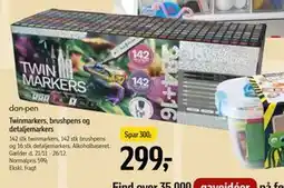 Føtex Twinmarkers, brushpens og detaljemarkers, DKK 299 tilbud