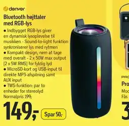 Føtex Bluetooth højttaler med RGB-lys, DKK 149 tilbud