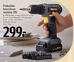 Føtex Probuilder bore/skruemaskine 20V, DKK 299 tilbud