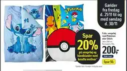 Føtex sengetøj med Pokémon eller Stitch, DKK 200 tilbud