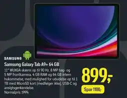 Føtex Samsung Galaxy Tab A9+ 64 GB, DKK 899 tilbud