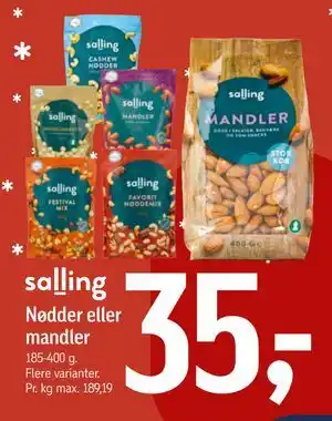 Nødder eller mandler, DKK 35