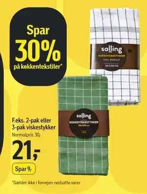 Føtex 2-pak eller 3-pak viskestykker, DKK 21 tilbud