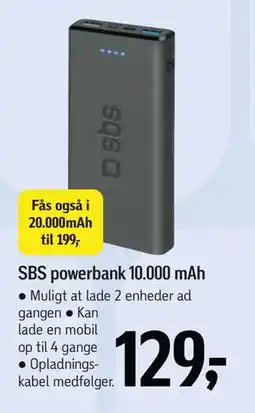 Føtex SBS powerbank 10.000 mAh, DKK 129 tilbud