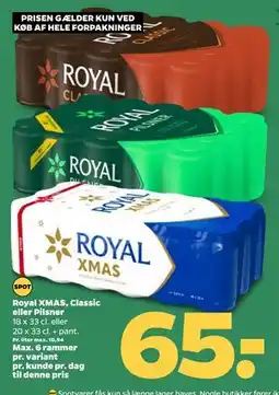 Netto Royal XMAS, Classic eller Pilsner, DKK 65 tilbud