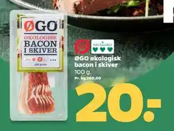 Netto ØGO økologisk bacon i skiver, DKK 20 tilbud