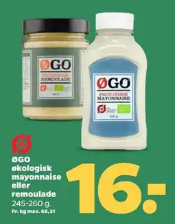 Netto ØGO økologisk mayonnaise eller remoulade, DKK 16 tilbud
