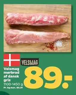 Netto Velsmag mørbrad af dansk gris, DKK 89 tilbud