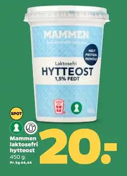 Netto Mammen laktosefri hytteost, DKK 20 tilbud