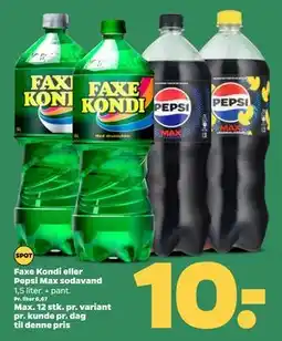 Netto Faxe Kondi eller Pepsi Max sodavand, DKK 10 tilbud
