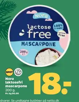 Netto Nora laktosefri mascarpone, DKK 18 tilbud