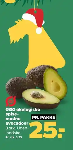 Netto ØGO økologiske spisemodne avocadoer, DKK 25 tilbud