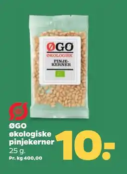 Netto ØGO økologiske pinjekerner, DKK 10 tilbud