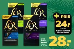 Netto L'OR kaffekapsler, DKK 28, App-pris tilbud