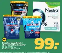 Netto Neophos opvasketabs eller Neutral vaskepulver, DKK 99 tilbud