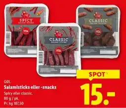 Lidl Salamisticks eller -snacks, DKK 15 tilbud