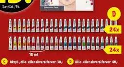 Lidl Olie- eller akvarelfarver, DKK 40 tilbud