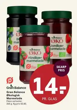 SPAR Grøn Balance Økologisk Marmelade, DKK 14 tilbud