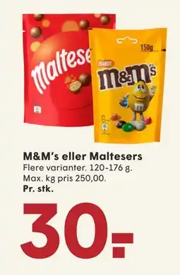SPAR M&M’s eller Maltesers, DKK 30 tilbud