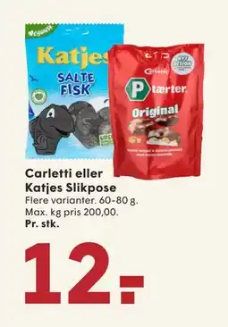 SPAR Carletti eller Katjes Slikpose, DKK 12 tilbud
