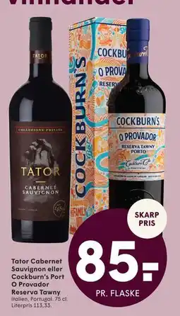 SPAR Tator Cabernet Sauvignon eller Cockburn’s Port O Provador Reserva Tawny, DKK 85 tilbud