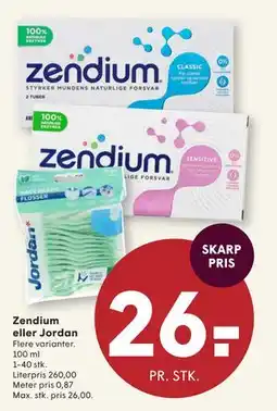 SPAR Zendium eller Jordan, DKK 26 tilbud