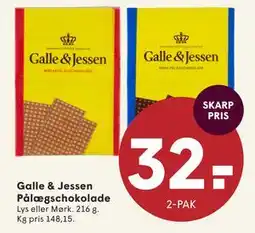 SPAR Galle & Jessen Pålægschokolade, DKK 32 tilbud