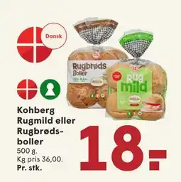 SPAR Kohberg Rugmild eller Rugbrødsboller, DKK 18 tilbud