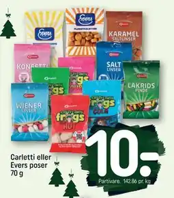 REMA 1000 Carletti eller Evers poser 70 g, DKK 10 tilbud